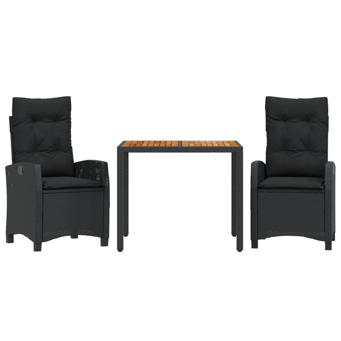 Set mobilier de grădină cu perne, 3 piese, negru, poliratan - WALTI WALTI
