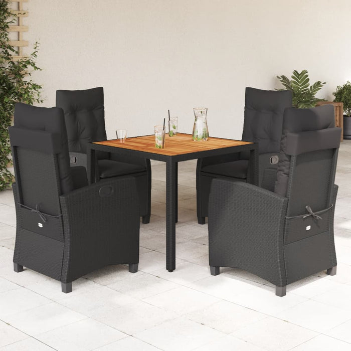 Set mobilier de grădină cu perne, 5 piese, negru, poliratan - WALTI WALTI