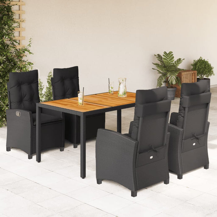 Set mobilier de grădină cu perne, 5 piese, negru, poliratan - WALTI WALTI