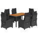 Set mobilier de grădină cu perne, 7 piese, negru, poliratan - WALTI WALTI