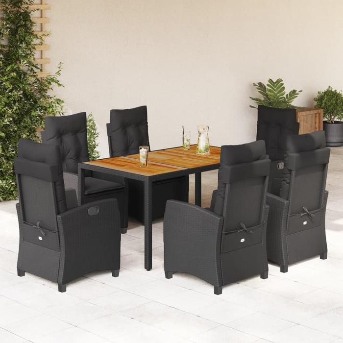 Set mobilier de grădină cu perne, 7 piese, negru, poliratan - WALTI WALTI