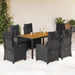 Set mobilier de grădină cu perne, 7 piese, negru, poliratan - WALTI WALTI
