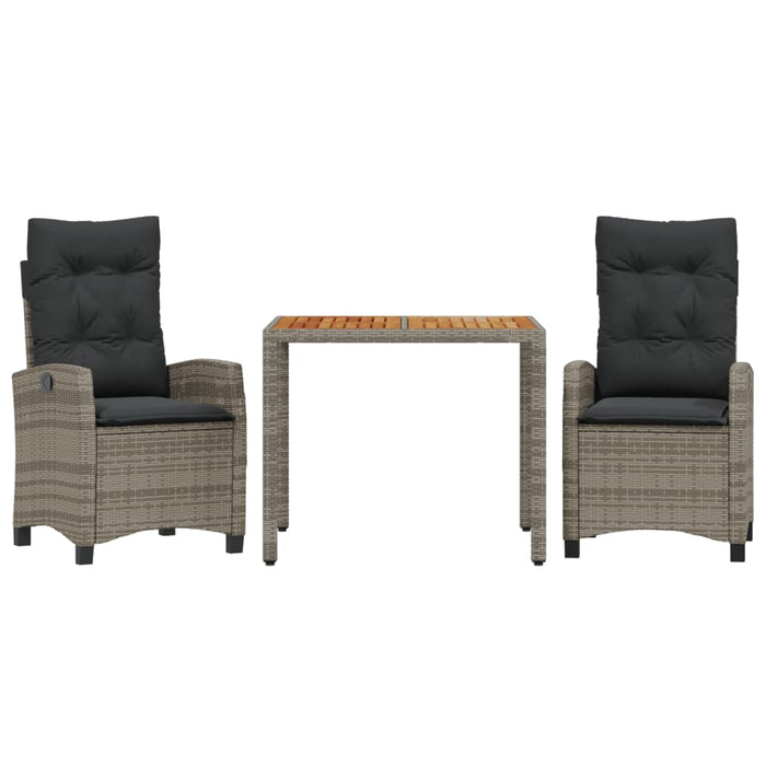 Set mobilier de grădină cu perne, 3 piese, gri, poliratan WALTI