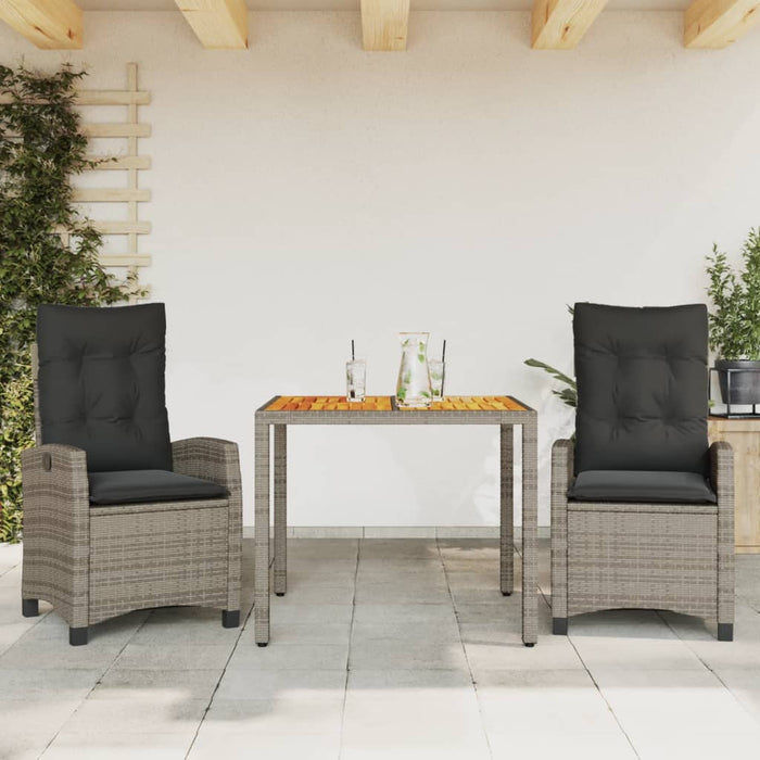 Set mobilier de grădină cu perne, 3 piese, gri, poliratan WALTI
