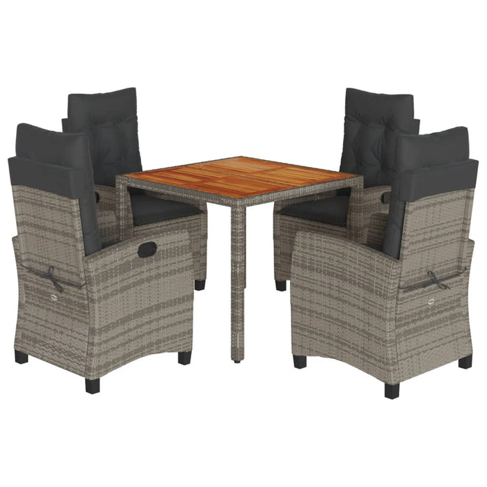 Set mobilier de grădină cu perne, 5 piese, gri, poliratan WALTI