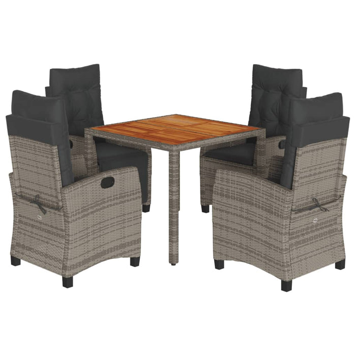Set mobilier de grădină cu perne, 5 piese, gri, poliratan WALTI