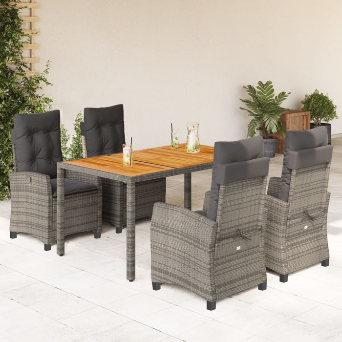 Set mobilier de grădină cu perne, 5 piese, gri, poliratan - WALTI WALTI