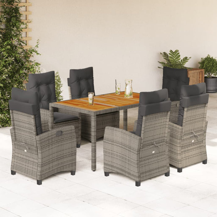 Set mobilier de grădină cu perne, 7 piese, gri, poliratan - WALTI WALTI