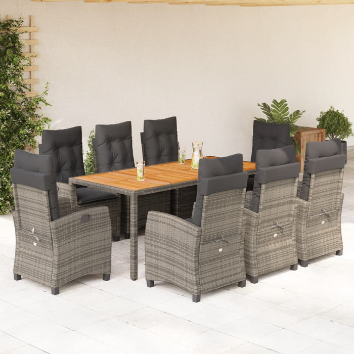 Set mobilier grădină cu perne, 9 piese, gri, poliratan - WALTI WALTI