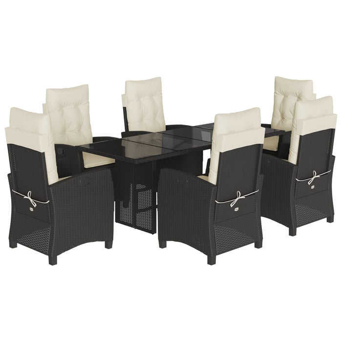 Set mobilier de grădină cu perne, 7 piese, negru, poliratan - WALTI WALTI