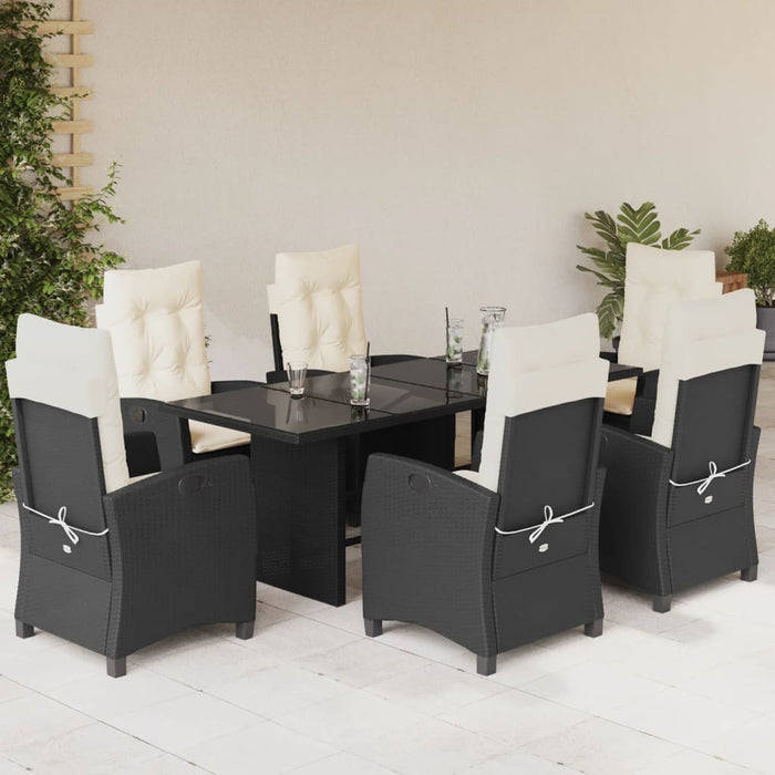 Set mobilier de grădină cu perne, 7 piese, negru, poliratan - WALTI WALTI