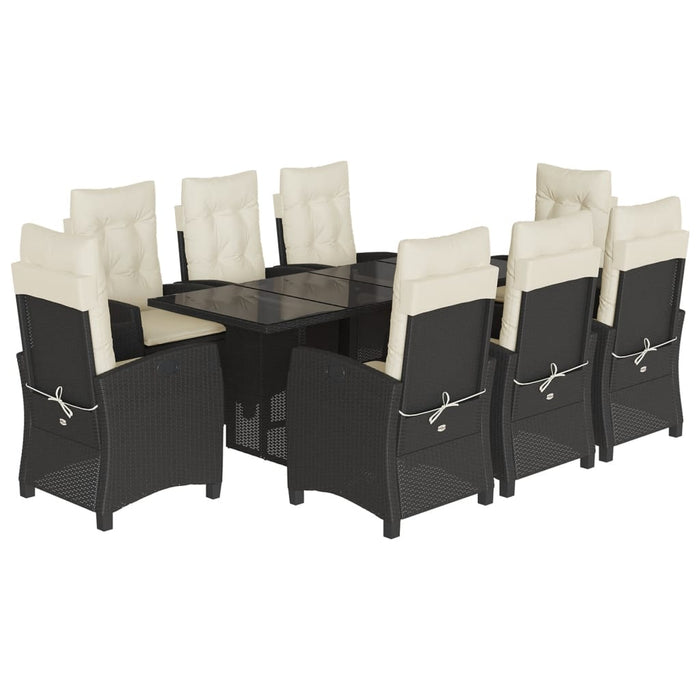 Set mobilier de grădină cu perne, 9 piese, negru, poliratan - WALTI WALTI
