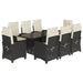 Set mobilier de grădină cu perne, 9 piese, negru, poliratan - WALTI WALTI