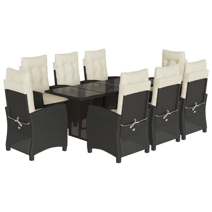Set mobilier de grădină cu perne, 9 piese, negru, poliratan - WALTI WALTI