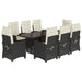 Set mobilier de grădină cu perne, 9 piese, negru, poliratan - WALTI WALTI