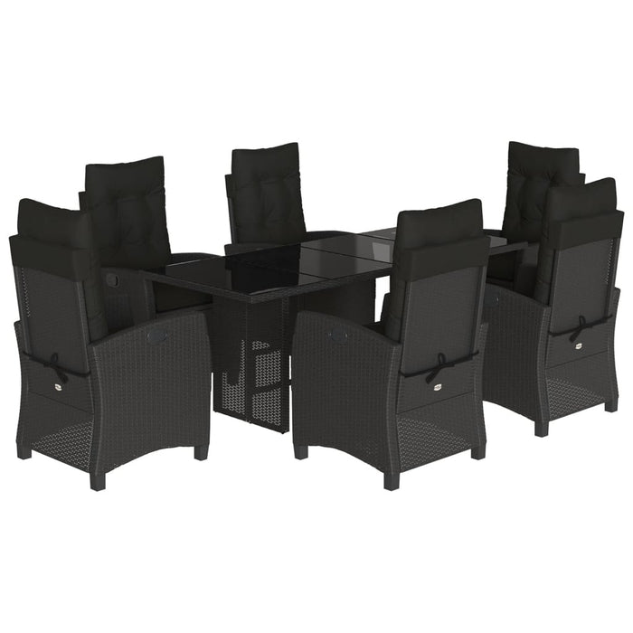 Set mobilier de grădină cu perne, 7 piese, negru, poliratan - WALTI WALTI