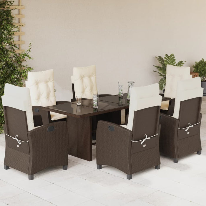 Set mobilier de grădină cu perne, 7 piese, maro, poliratan - WALTI WALTI