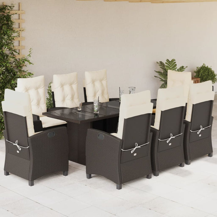Set mobilier de grădină cu perne, 9 piese, maro, poliratan - WALTI WALTI
