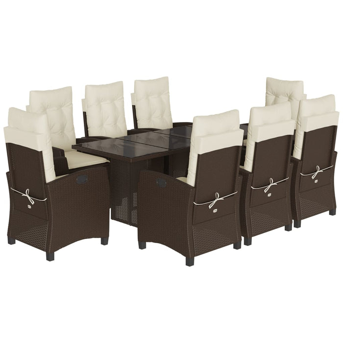 Set mobilier de grădină cu perne, 9 piese, maro, poliratan WALTI