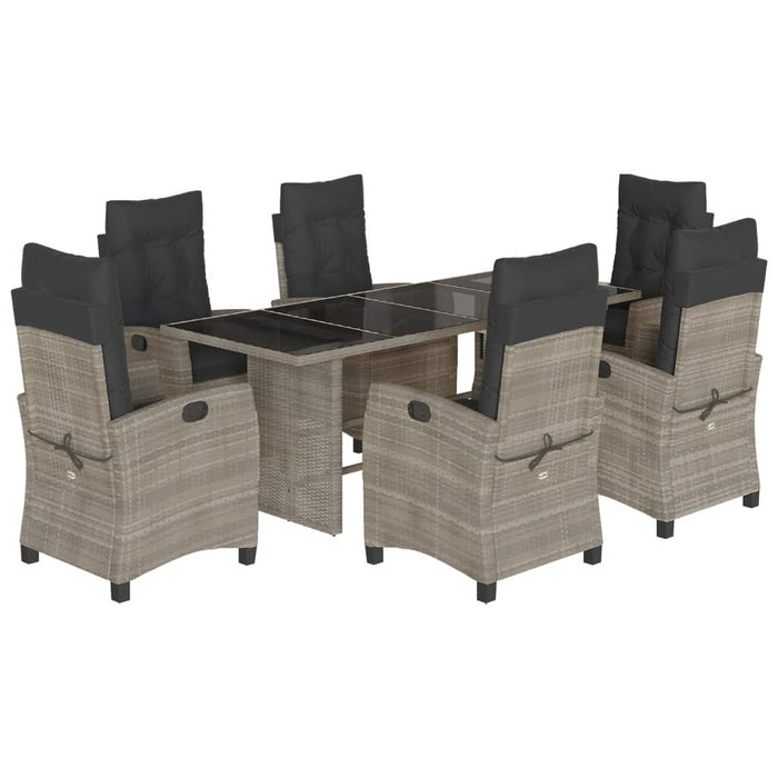 Set mobilier de grădină cu perne, 7 piese, gri, poliratan WALTI
