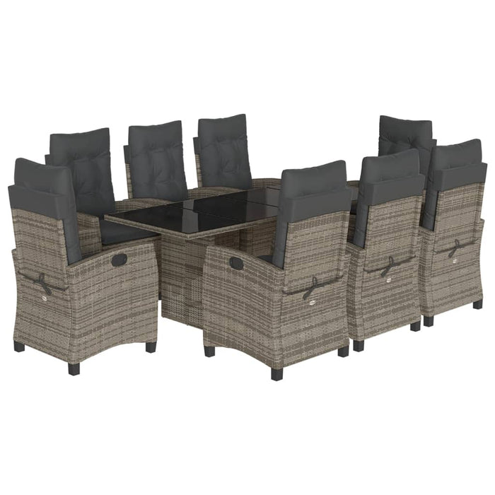 Set mobilier grădină cu perne, 9 piese, gri, poliratan - WALTI WALTI