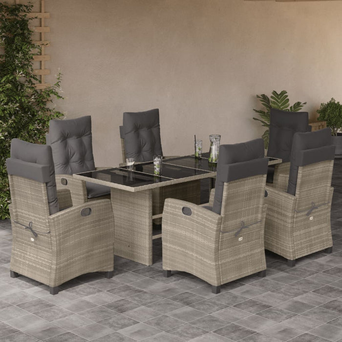 Set mobilier de grădină cu perne, 7 piese gri deschis poliratan - WALTI WALTI