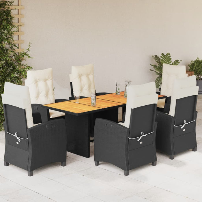 Set mobilier de grădină cu perne, 7 piese, negru, poliratan - WALTI WALTI