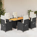 Set mobilier de grădină cu perne, 7 piese, negru, poliratan - WALTI WALTI