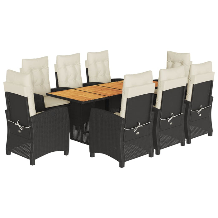 Set mobilier de grădină cu perne, 9 piese, negru, poliratan - WALTI WALTI