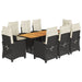 Set mobilier de grădină cu perne, 9 piese, negru, poliratan - WALTI WALTI
