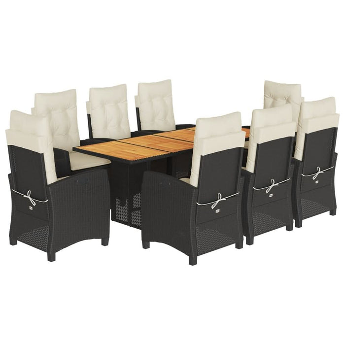 Set mobilier de grădină cu perne, 9 piese, negru, poliratan - WALTI WALTI