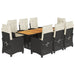 Set mobilier de grădină cu perne, 9 piese, negru, poliratan - WALTI WALTI