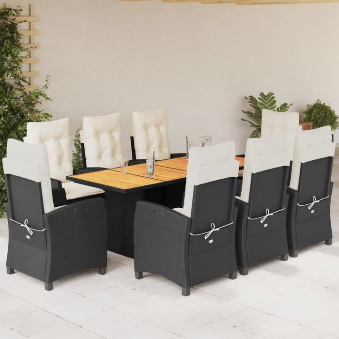 Set mobilier de grădină cu perne, 9 piese, negru, poliratan - WALTI WALTI