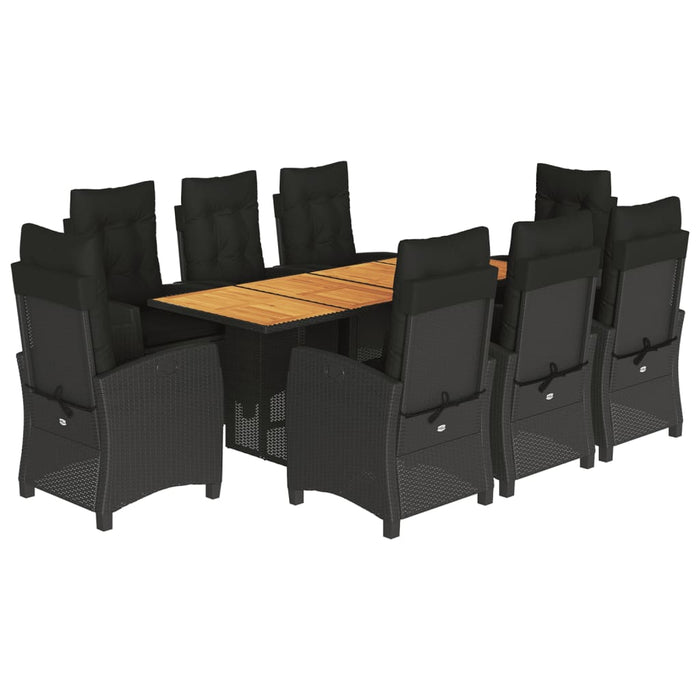 Set mobilier de grădină cu perne, 9 piese, negru, poliratan - WALTI WALTI