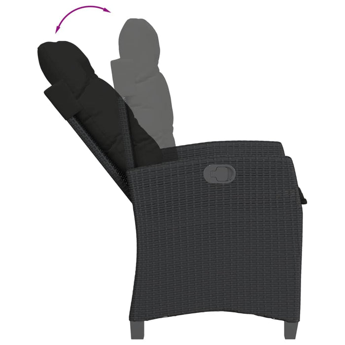 Set mobilier de grădină cu perne, 9 piese, negru, poliratan - WALTI WALTI