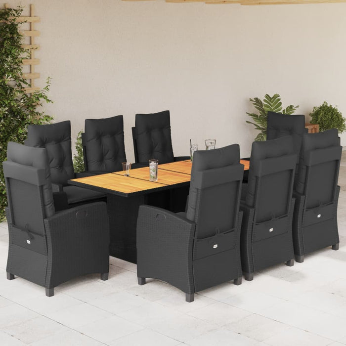 Set mobilier de grădină cu perne, 9 piese, negru, poliratan - WALTI WALTI