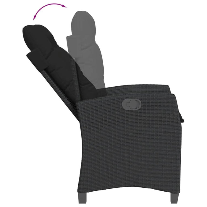 Set mobilier de grădină cu perne, 9 piese, negru, poliratan - WALTI WALTI