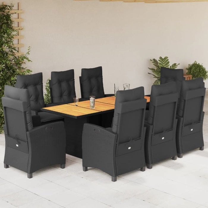 Set mobilier de grădină cu perne, 9 piese, negru, poliratan - WALTI WALTI