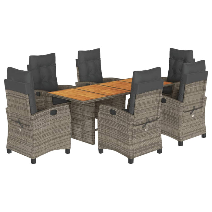 Set mobilier de grădină cu perne, 7 piese, gri, poliratan WALTI