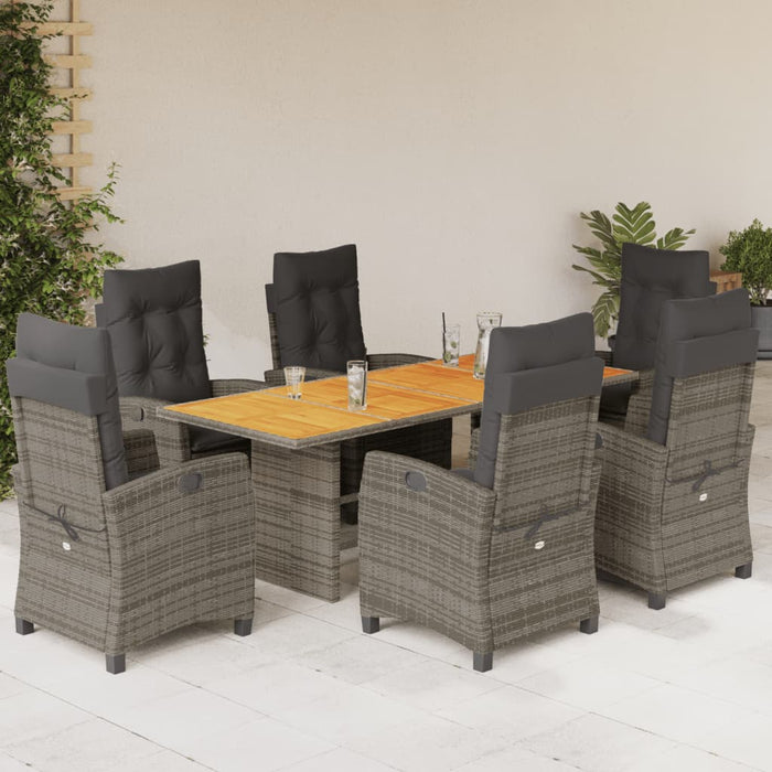 Set mobilier de grădină cu perne, 7 piese, gri, poliratan WALTI