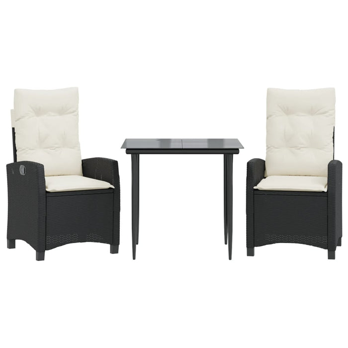 Set mobilier de grădină cu perne, 3 piese, negru, poliratan - WALTI WALTI
