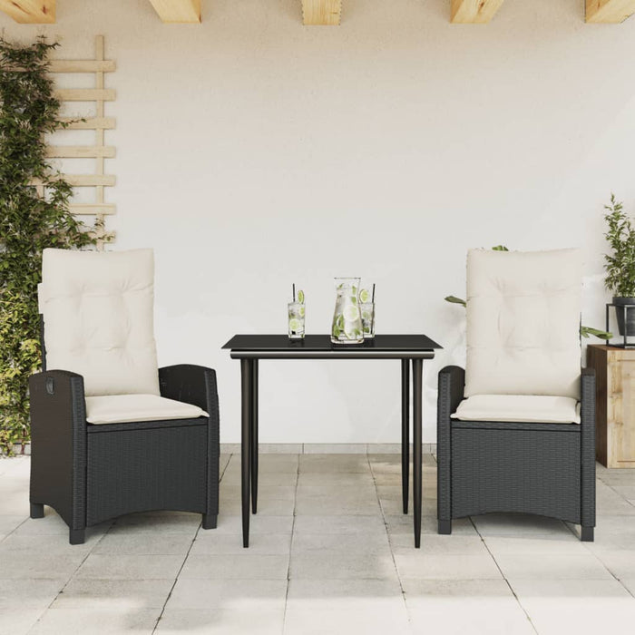 Set mobilier de grădină cu perne, 3 piese, negru, poliratan - WALTI WALTI
