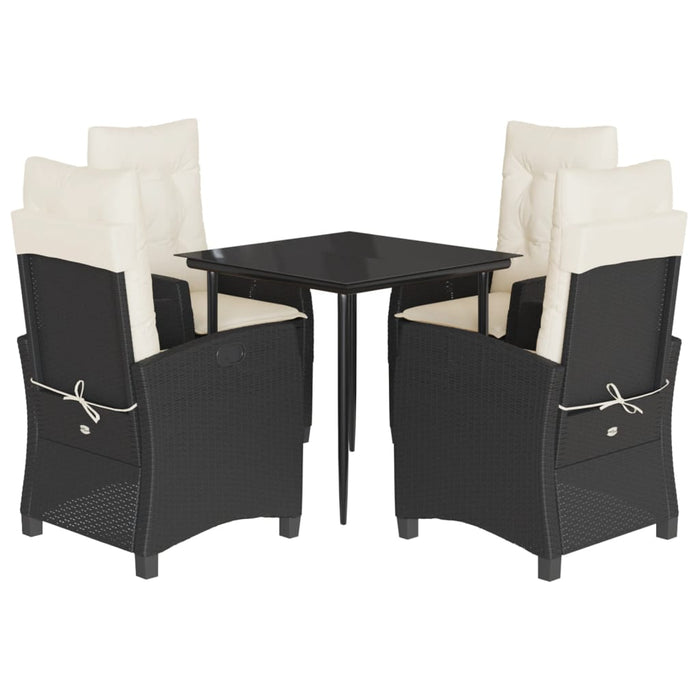 Set mobilier de grădină cu perne, 5 piese, negru, poliratan - WALTI WALTI