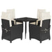 Set mobilier de grădină cu perne, 5 piese, negru, poliratan - WALTI WALTI