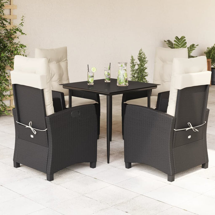 Set mobilier de grădină cu perne, 5 piese, negru, poliratan - WALTI WALTI