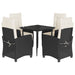 Set mobilier de grădină cu perne, 5 piese, negru, poliratan - WALTI WALTI