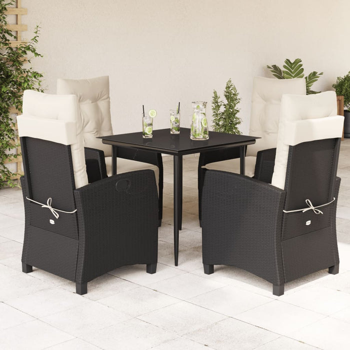 Set mobilier de grădină cu perne, 5 piese, negru, poliratan - WALTI WALTI