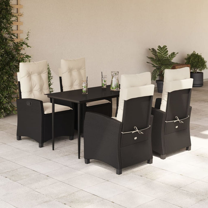 Set mobilier de grădină cu perne, 5 piese, negru, poliratan - WALTI WALTI