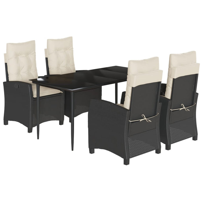 Set mobilier de grădină cu perne, 5 piese, negru, poliratan - WALTI WALTI