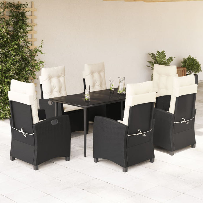 Set mobilier de grădină cu perne, 7 piese, negru, poliratan - WALTI WALTI